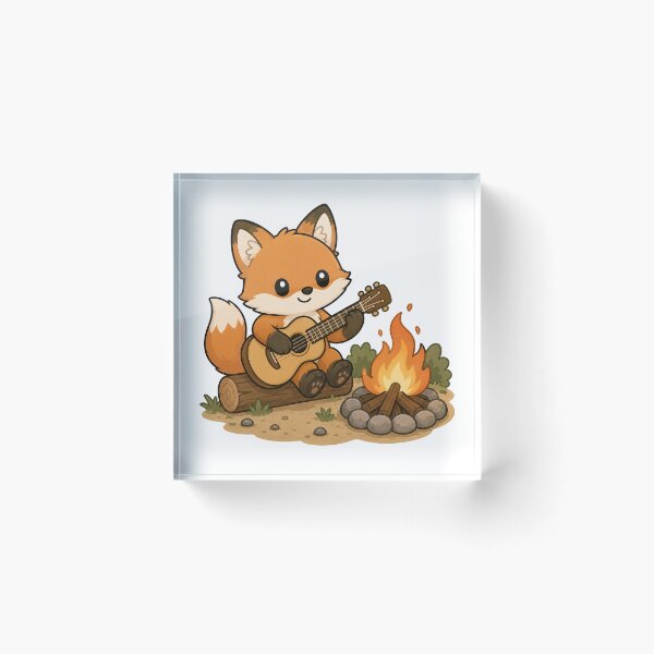 Item preview, Cute Fox Playing Guitar by the Campfire Sticker designed and sold by PawsGiggles.
