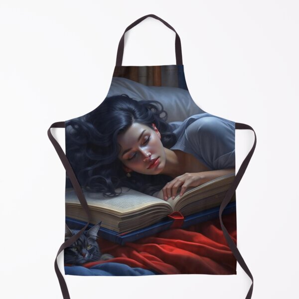Item preview, Chica durmiendo con un gato sobre un gran libro abierto (Arte Dark Academia) designed and sold by UmSkelig834.