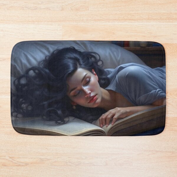 Item preview, Sleeping Girl with Cat on Big Open Book Dark Academia Art designed and sold by UmSkelig834.