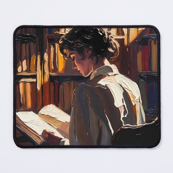 Item preview, The Golden Chapter - Cozy Vintage Bookstore Palette Knife Art designed and sold by ondante.