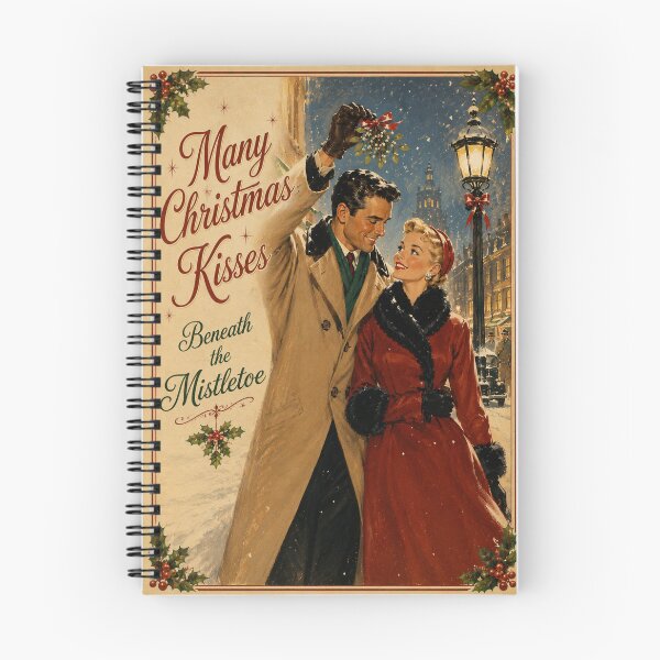 Item preview, Many Christmas Kisses Beneath the Mistletoe – 1950s Christmas Card  designed and sold by GildedPagesCo.