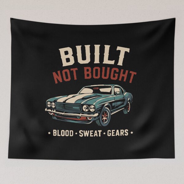 Item preview, Built Not Bought Classic Muscle Car Vintage Retro Mechanic T-Shirt Design designed and sold by phsycartwork.