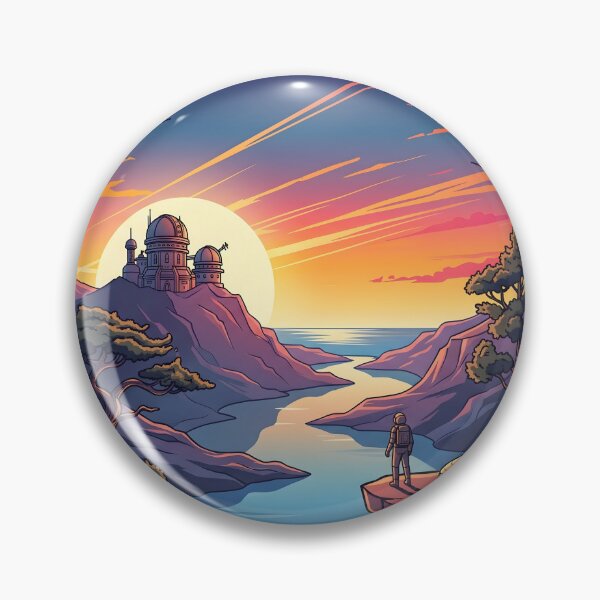 Item preview, Astronaut Discovering Alien Observatory Landscape Art designed and sold by artscripts.