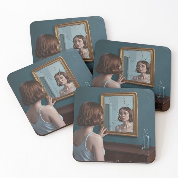 Item preview, Surreal Psychological Realism Girl and Cracked Mirror Fine Art designed and sold by ondante.