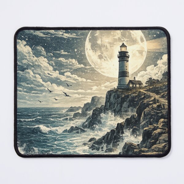 Item preview, Moonlit Lighthouse: Full Moon Starry Night Coastal Beacon Romantic designed and sold by irfanshikh.