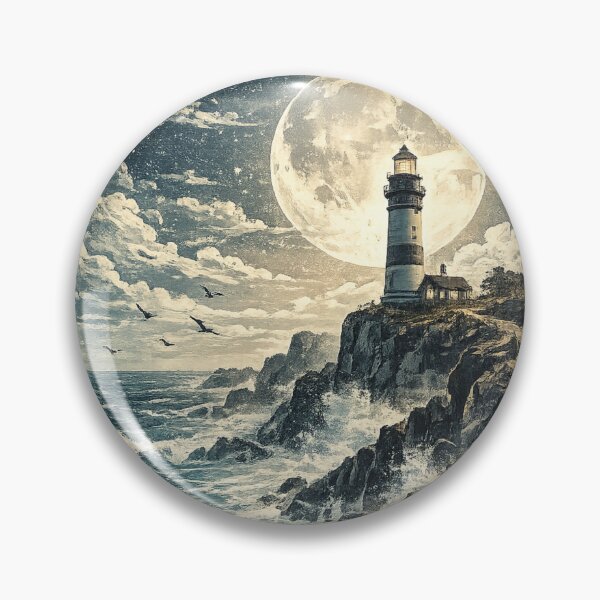Item preview, Moonlit Lighthouse: Full Moon Starry Night Coastal Beacon Romantic designed and sold by irfanshikh.