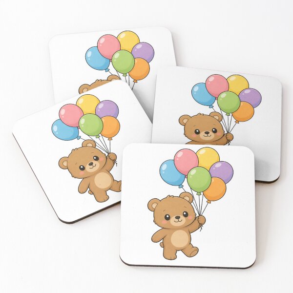 Item preview, Cute Bear Carrying Balloons Sticker designed and sold by PawsGiggles.