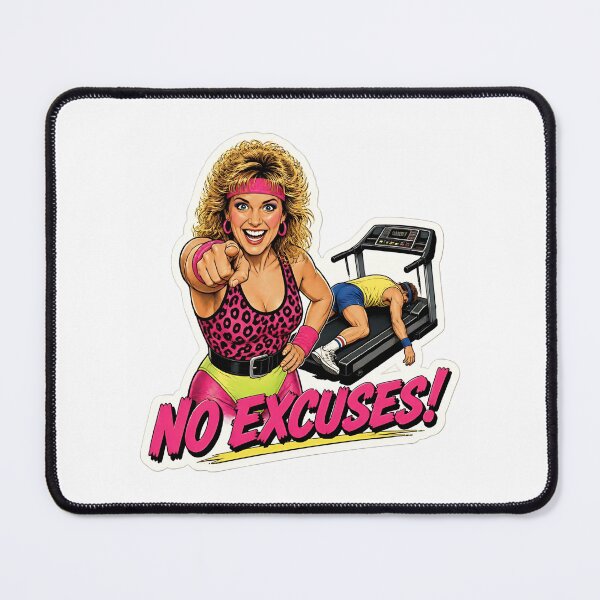 Item preview, Funny 80s Gym Instructor No Excuses Retro Fitness designed and sold by RareVisuals.