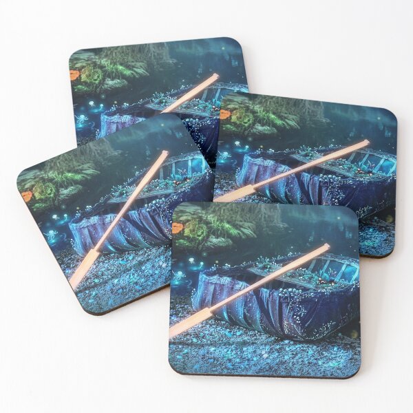 Item preview, Enchanted Welsh Coracle - Bioluminescent Magical Twilight designed and sold by ArtworkNorth.