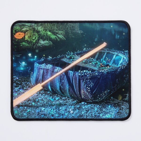 Item preview, Enchanted Welsh Coracle - Bioluminescent Magical Twilight designed and sold by ArtworkNorth.