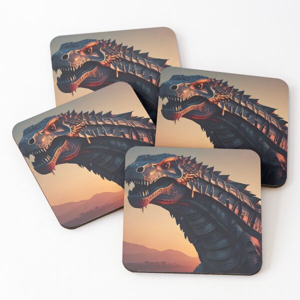 Item preview, Cyberpunk Dinosaur Mecha Art | Futuristic T-Rex Sci-Fi Sunset Illustration designed and sold by Bhaskar Digital Art.