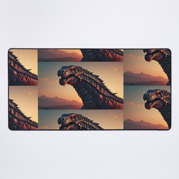 Item preview, Cyberpunk Dinosaur Mecha Art | Futuristic T-Rex Sci-Fi Sunset Illustration designed and sold by Bhaskar Digital Art.