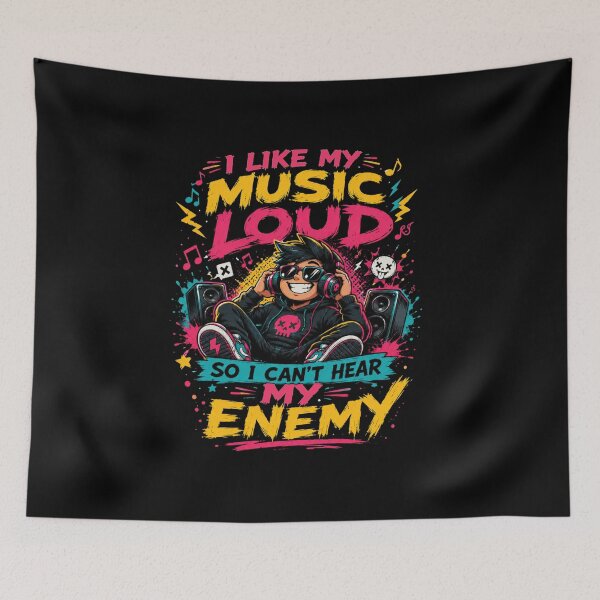 Item preview, I Like My Music Loud So I Can’t Hear My Enemy T-Shirt – Funny Music Lover Tee, Loud Music Graphic Shirt, DJ Headphones Design designed and sold by Artimax-Studio.