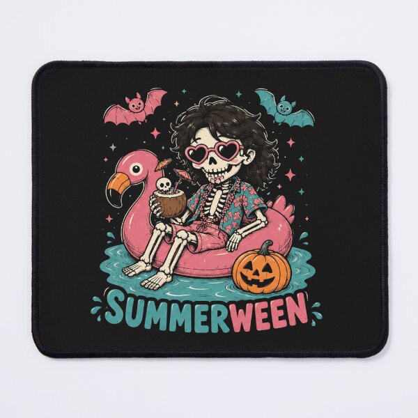 Item preview, Funny Summerween Skeleton Floating in Flamingo girl Spooky designed and sold by kotastiart.
