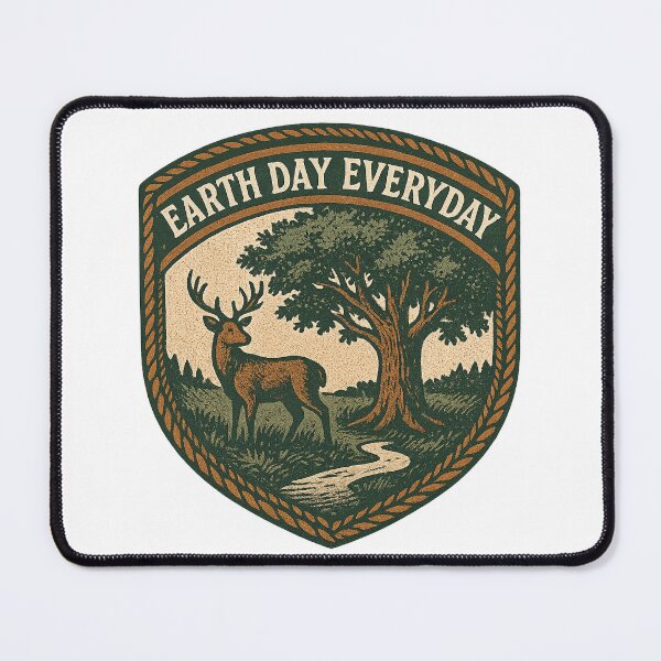Item preview, Forest Guardian Shield Stag & Oak Earth Day Emblem designed and sold by minynature.
