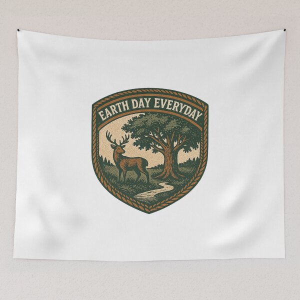 Item preview, Forest Guardian Shield Stag & Oak Earth Day Emblem designed and sold by minynature.