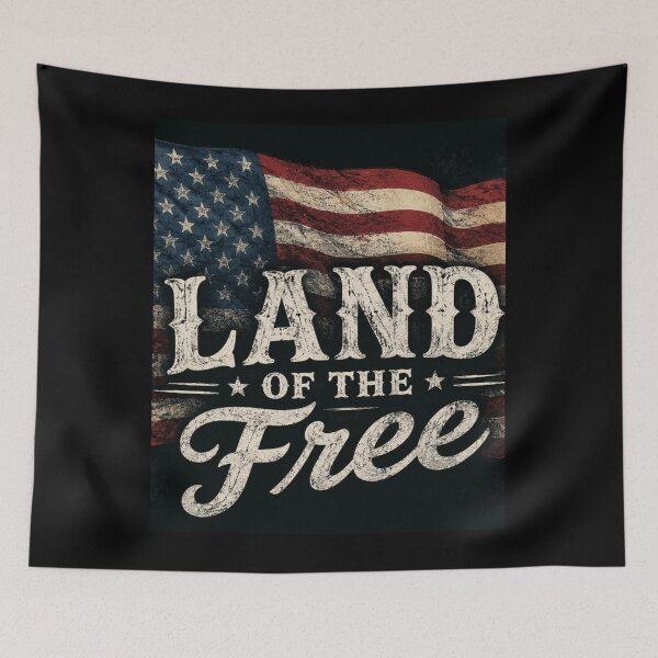 Item preview, Land of the Free Vintage American Flag Patriotic USA T-Shirt Design designed and sold by mariolasworld.