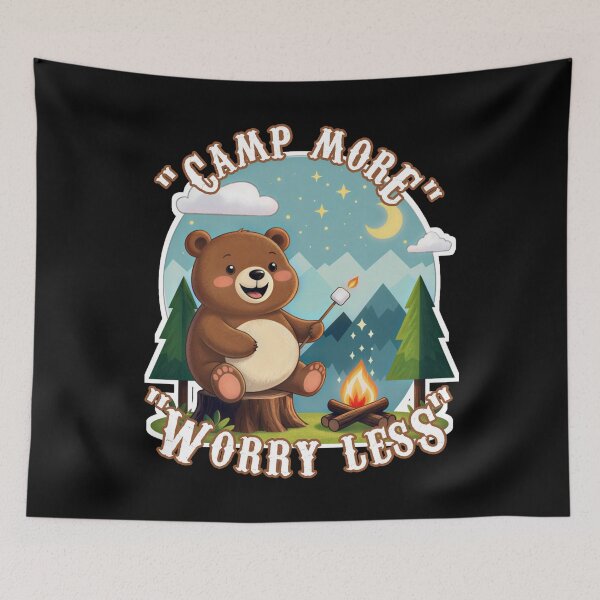 Item preview, Camp More, Worry Less – Cute Camping Bear Cartoon Illustration designed and sold by Migiteart.