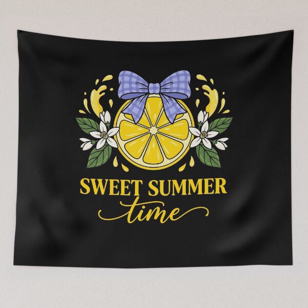 Item preview, Sweet Summer Time Lemon Floral Retro Typography Cute Citrus Aesthetic Design designed and sold by fawzimorsy.