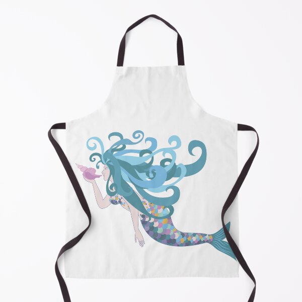 Item preview, A colorful mermaid blows into a conch shell designed and sold by Tana&tanuc.