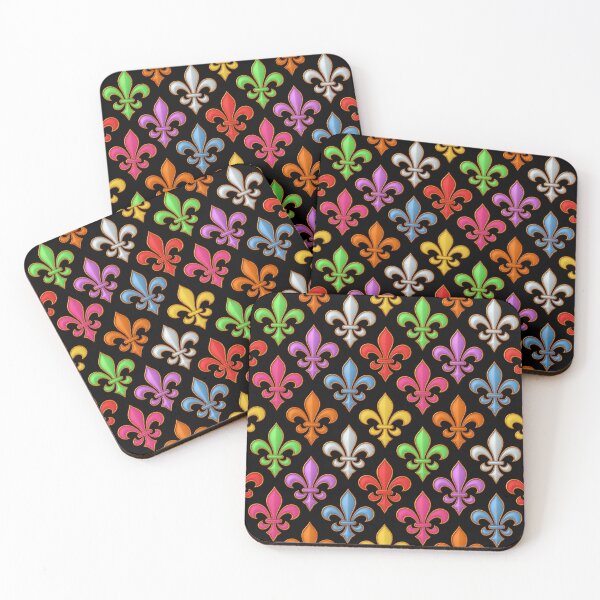 Item preview,  Colorful 3d Fleur-de-lis Pattern Design - Black  designed and sold by PatternTitan.