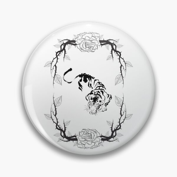 Item preview, Elegant Tiger Floral Frame Illustration designed and sold by Wild Ink Works.
