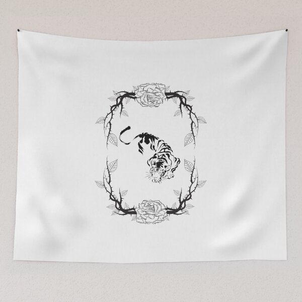 Item preview, Elegant Tiger Floral Frame Illustration designed and sold by Wild Ink Works.