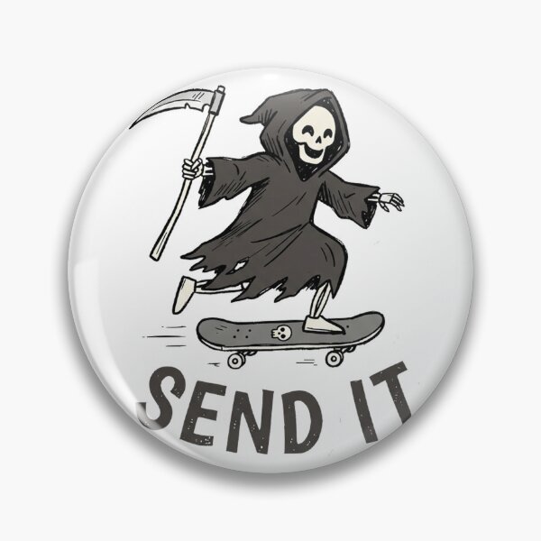 Item preview, Send It Grim Reaper Skull Skateboarding Funny Extreme Sports designed and sold by Yellowriversss.