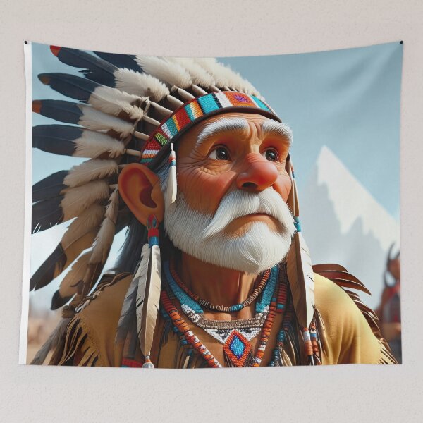 Item preview, Old man playing an Indian designed and sold by Colin Bentham.