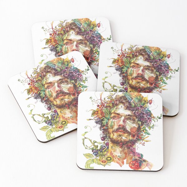 Item preview, Watercolor portrait of a man with grapes designed and sold by Tana&tanuc.