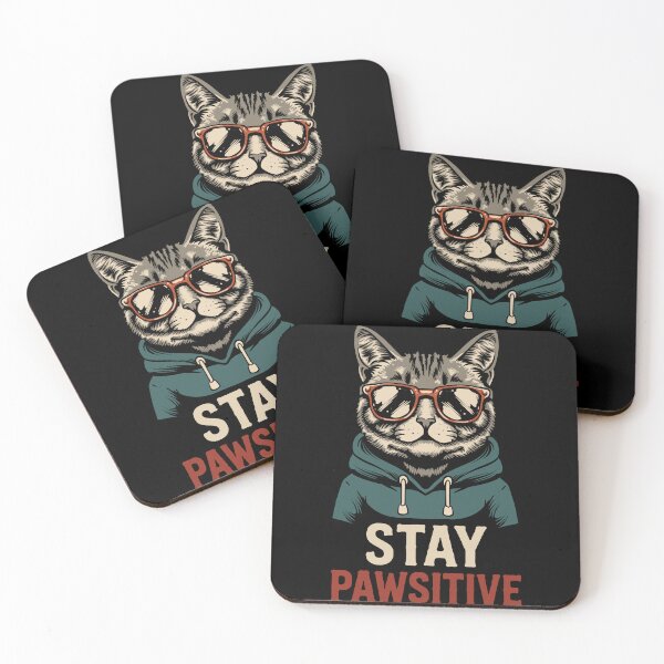 Item preview, Stay Pawsitive Cool Cat With Sunglasses Funny Cat Lover Vintage T-Shirt Design designed and sold by phsycartwork.