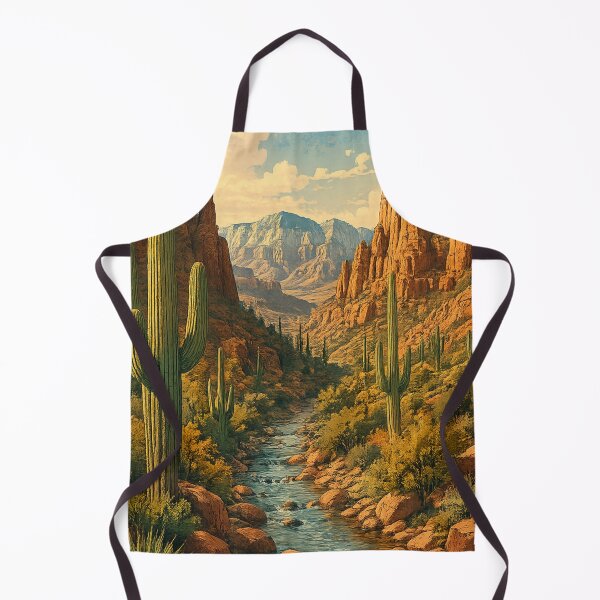 Item preview, Desert Canyon Stream: Saguaro Cactus Southwest Landscape Golden Hour designed and sold by irfanshikh.