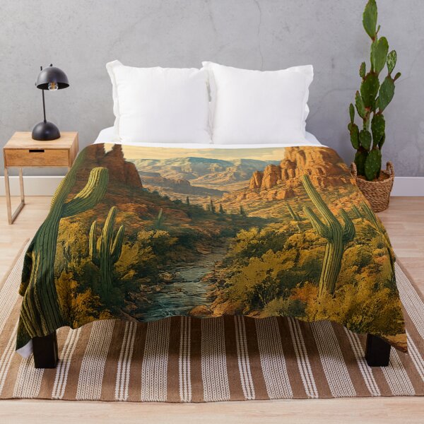 Item preview, Desert Canyon Stream: Saguaro Cactus Southwest Landscape Golden Hour designed and sold by irfanshikh.