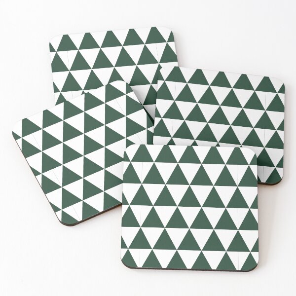 Item preview, White And Forest Green Triangle Grid Pattern designed and sold by pattern-archive.