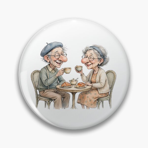 Item preview, Happy elderly couple having coffee in a French café - Grandma and Grandpa in Paris designed and sold by Connys Colorful World.