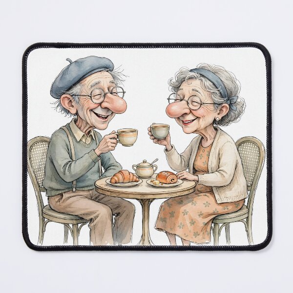 Item preview, Happy elderly couple having coffee in a French café - Grandma and Grandpa in Paris designed and sold by Connys Colorful World.