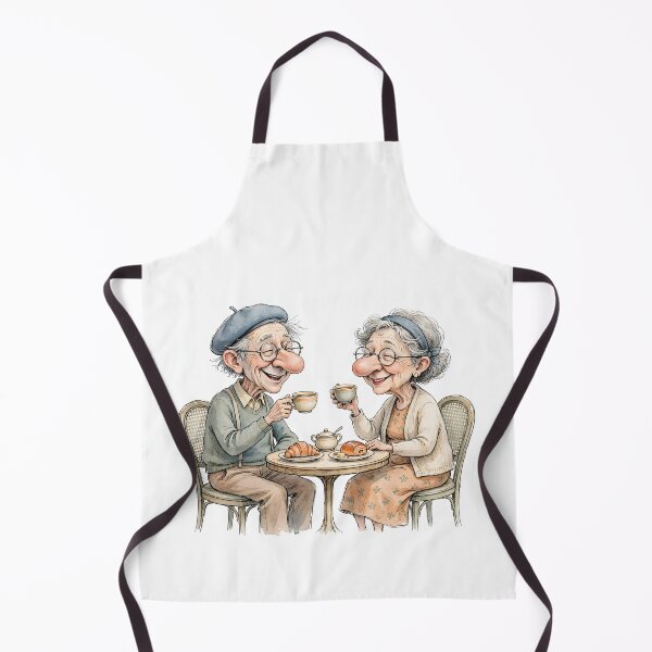 Item preview, Happy elderly couple having coffee in a French café - Grandma and Grandpa in Paris designed and sold by Connys Colorful World.