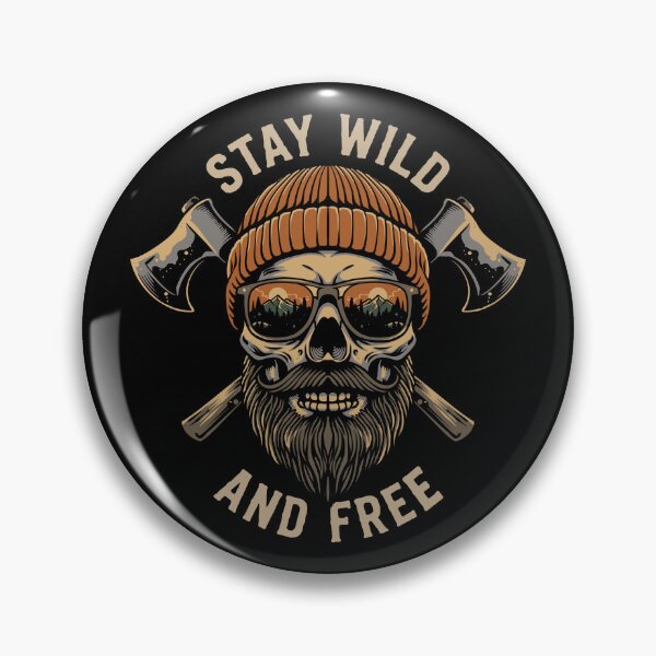 Item preview, Stay Wild And Free Lumberjack Skull Vintage Outdoor Camping T-Shirt Design designed and sold by phsycartwork.