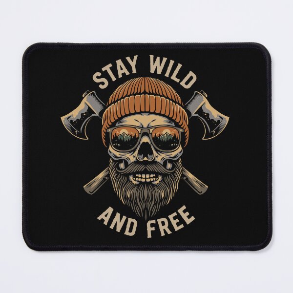 Item preview, Stay Wild And Free Lumberjack Skull Vintage Outdoor Camping T-Shirt Design designed and sold by phsycartwork.