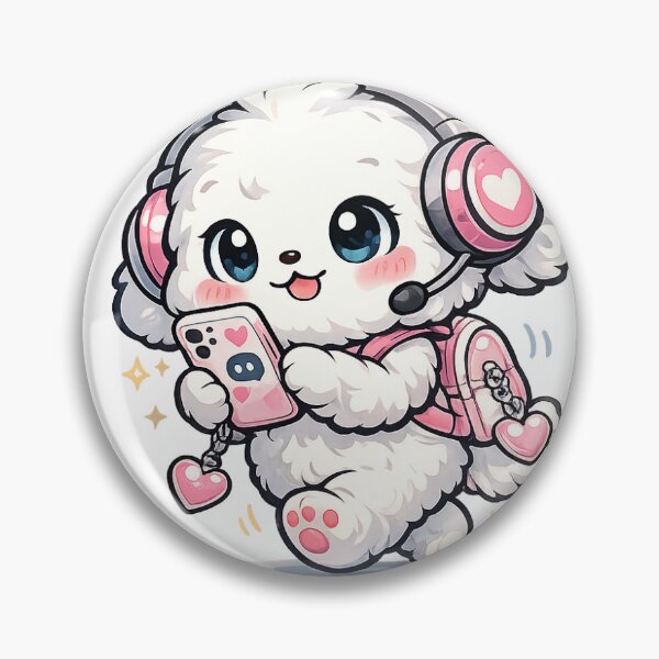 Item preview, Cute Fluffy Puppy Looking at Smartphone | Kawaii Phone Addict designed and sold by ArtPrintPov.