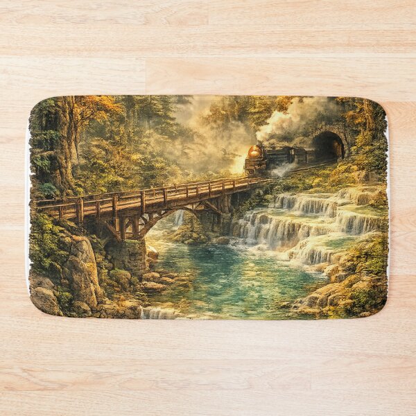 Item preview, Steampunk Train: Vintage Steam Engine Forest Tunnel Adventure Fantasy designed and sold by irfanshikh.