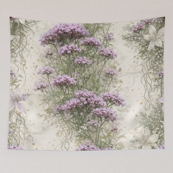 Item preview, Lavender Valerian Botanical Watercolor Wallpaper Pattern designed and sold by WitchyBotanicaArt.