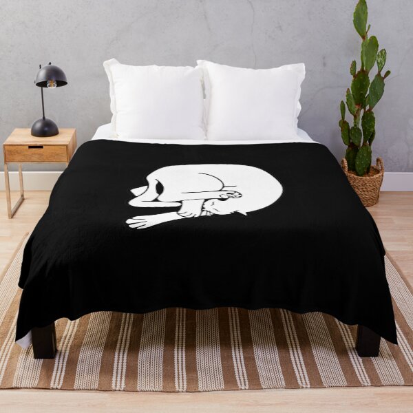 Item preview, Cat Skull Optical Illusion T Shirt, Sleeping Cat Skeleton Graphic, Minimal Gothic Cat Art, Black and White Spooky Design designed and sold by w1ckerman.