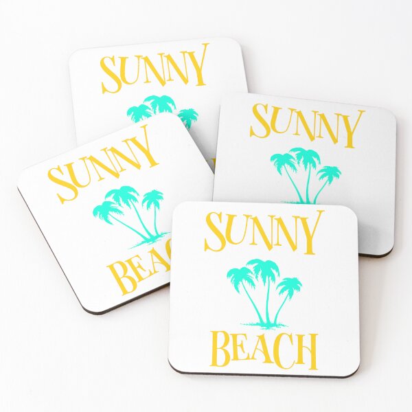 Item preview, Sunny Beach Turquoise Palm Trees Typography designed and sold by AhinoraArtShop.