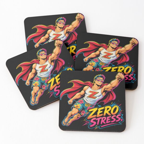 Item preview, ZERO STRESS – Funny Flying Superhero Pop Art Graphic Tee | Retro Comic Style designed and sold by PLUSHIWORLDtm.