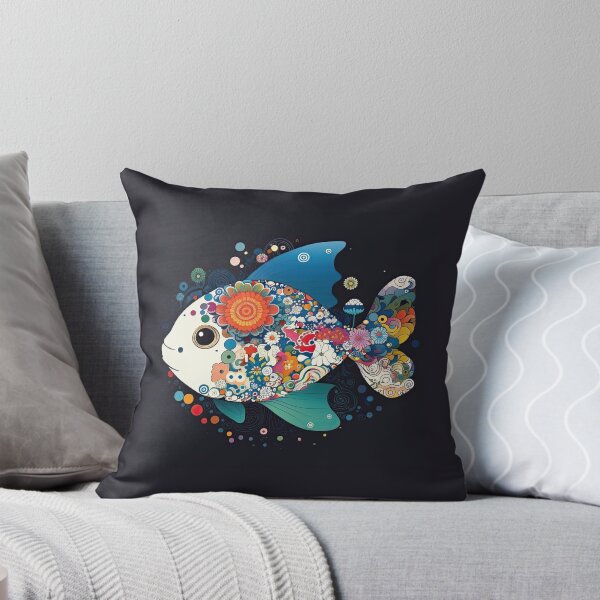 Aperçu de l'œuvre Poissons fantaisie floraux pop art créée et vendue par obstinator.