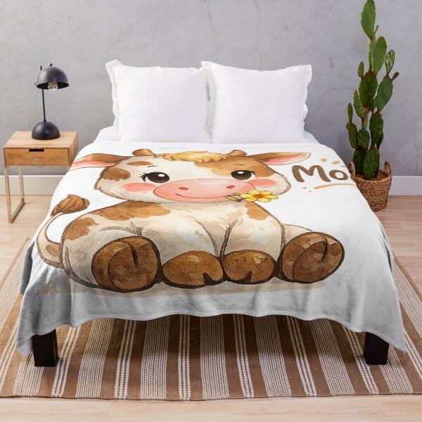 Item preview, Moo – Cute Watercolor Cartoon Cow  designed and sold by PearlPathFinds.