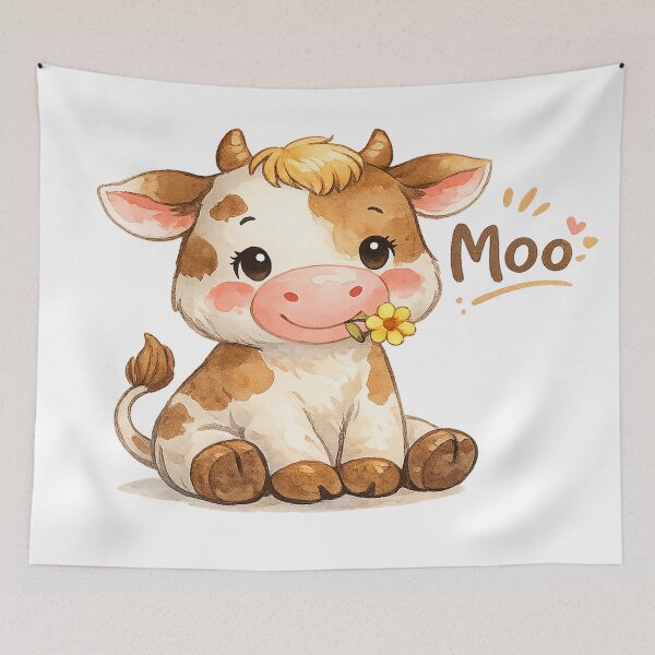 Item preview, Moo – Cute Watercolor Cartoon Cow  designed and sold by PearlPathFinds.