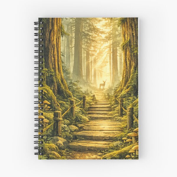 Item preview, Enchanted Old Growth Forest: Ancient Redwood Trees Sunlit Path Mystical designed and sold by irfanshikh.