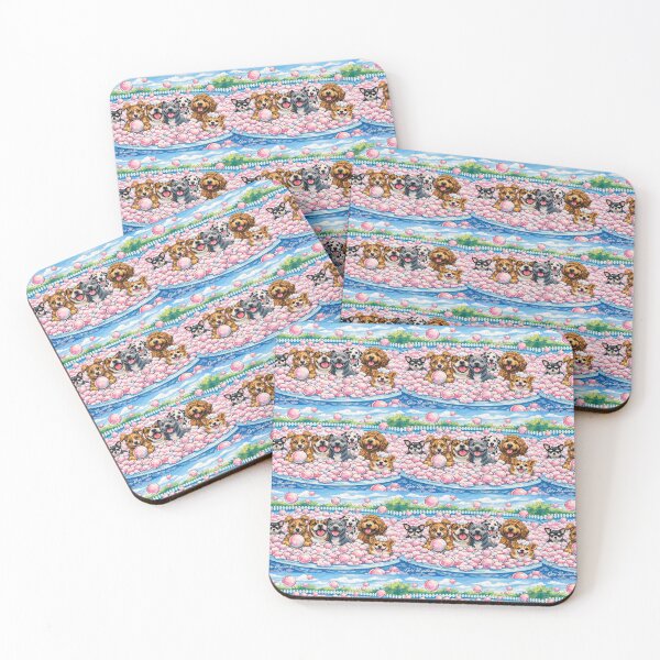 Item preview, Bubble Bath Buddies – Playful Dog Pool Party designed and sold by The Art Queen Of Michigan .